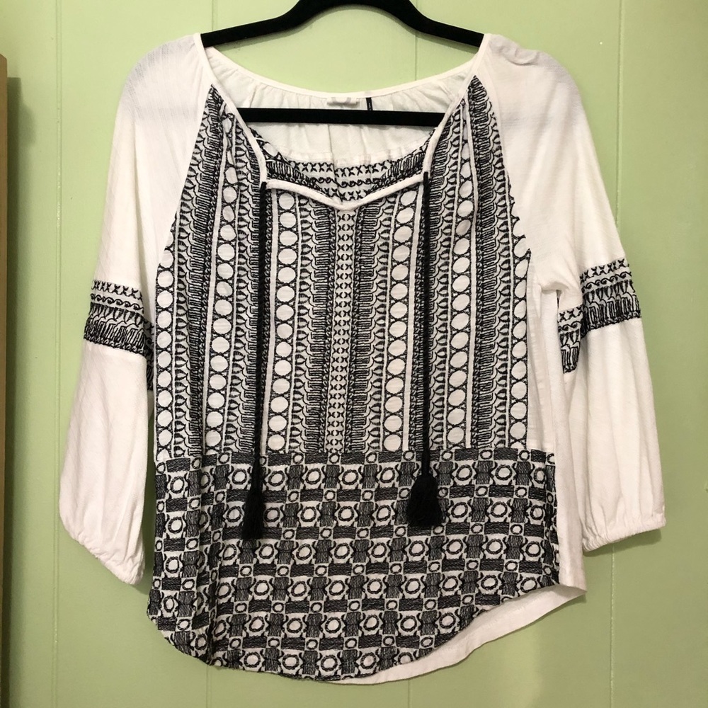 Boho embroidered peasant blouse